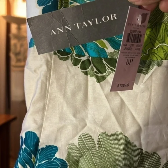 Ann Taylor blue, green and white floral dress, size 8P - Picture 8 of 9